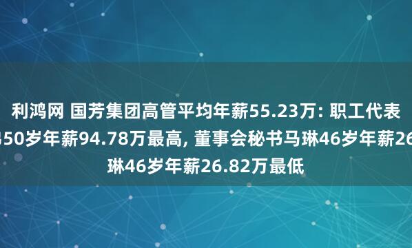利鸿网 国芳集团高管平均年薪55.23万: 职工代表董事柳吉弟50岁年薪94.78万最高, 董事会秘书马琳46岁年薪26.82万最低