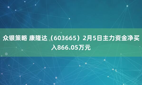 众银策略 康隆达（603665）2月5日主力资金净买入866.05万元