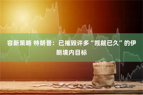 容新策略 特朗普：已摧毁许多“觊觎已久”的伊朗境内目标