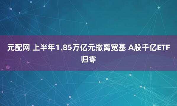元配网 上半年1.85万亿元撤离宽基 A股千亿ETF归零